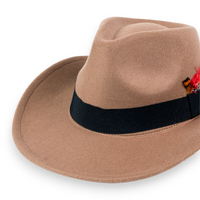 Chokore Chokore Cowboy Hat with Feather Details (Khaki)