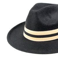Chokore Chokore Pinched Crown Fedora Hat with Elastic Band (Black)