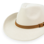 Chokore Chokore Pinched Cowboy Hat with PU Leather Belt (Off White) 