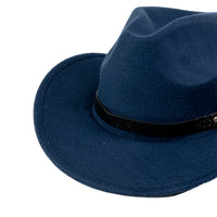Chokore Chokore Cowboy Hat with Silver Buckle & Belt (Navy Blue)