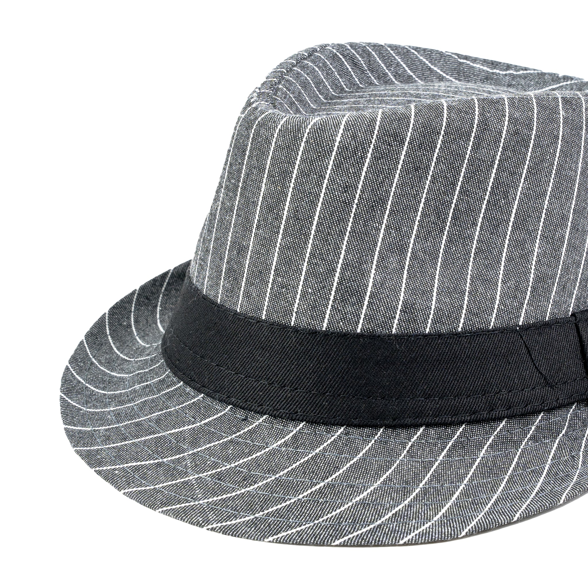 Chokore Classic Striped Fedora Hat (Dark Gray)