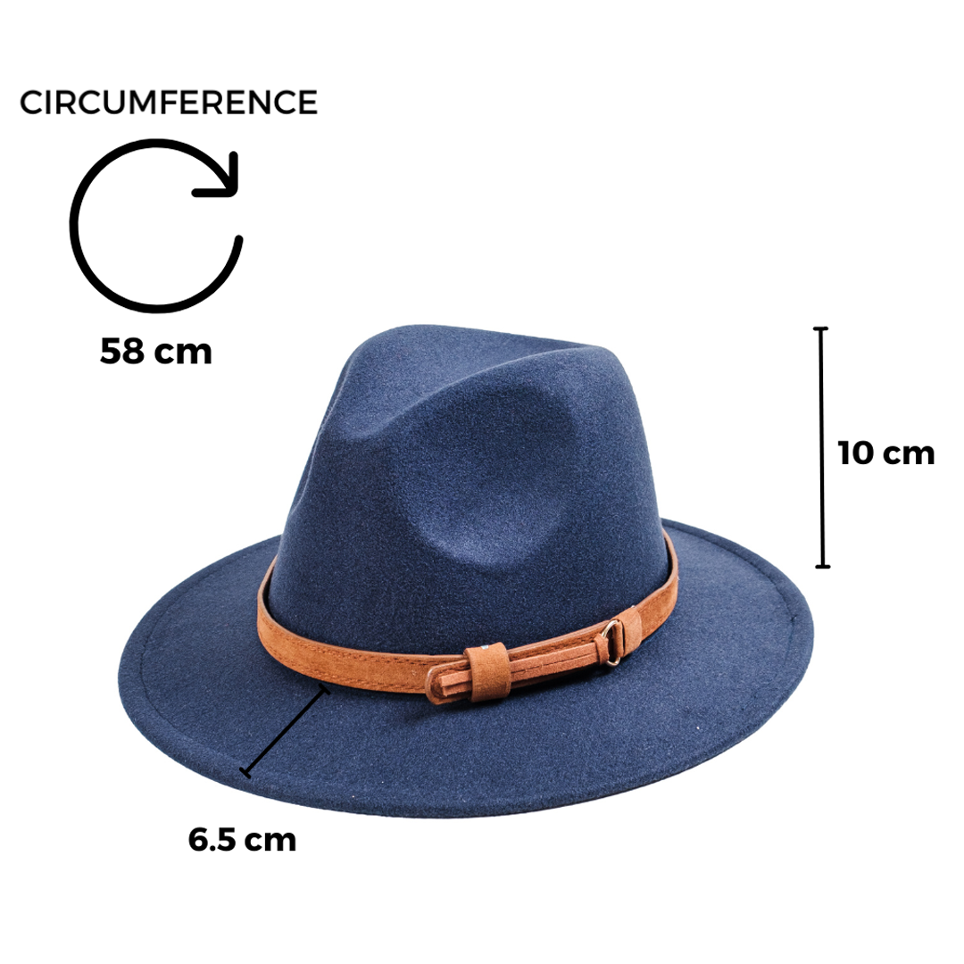 Chokore Fedora Hat with Vegan Leather Belt (Enamel Blue)