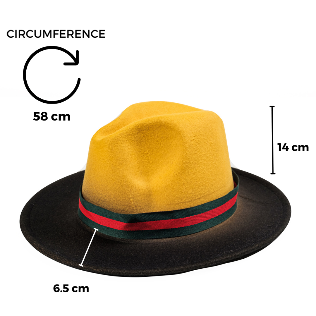 Chokore Double-tone Ombre Fedora Hat (Yellow & Black)