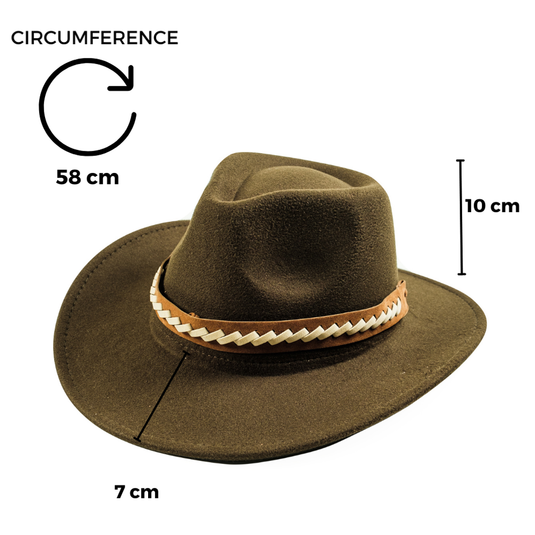 Chokore Cowboy Hat with Braided PU Belt (Forest Green)