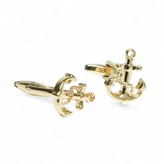 Gold Anchor Brass Cufflinks – Nautical Elegant Wear