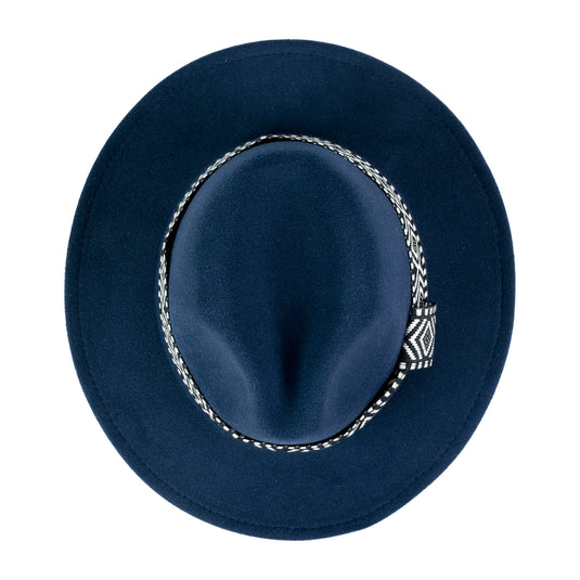 Chokore Fedora Hat with Zig-Zag Belt (Navy Blue)