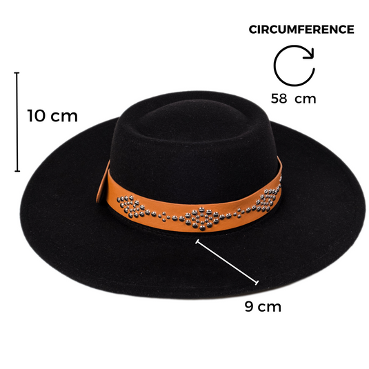 Chokore Rivet Belt Fedora Hat (Black)