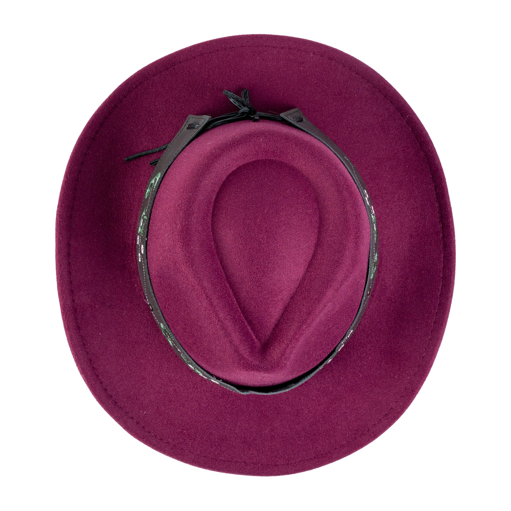 Chokore Tibetan Style Embroidered Cowboy Hat (Wine Red)