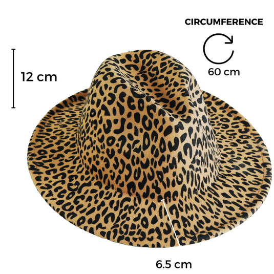Chokore Leopard Print Fedora Hat (Black & Beige)