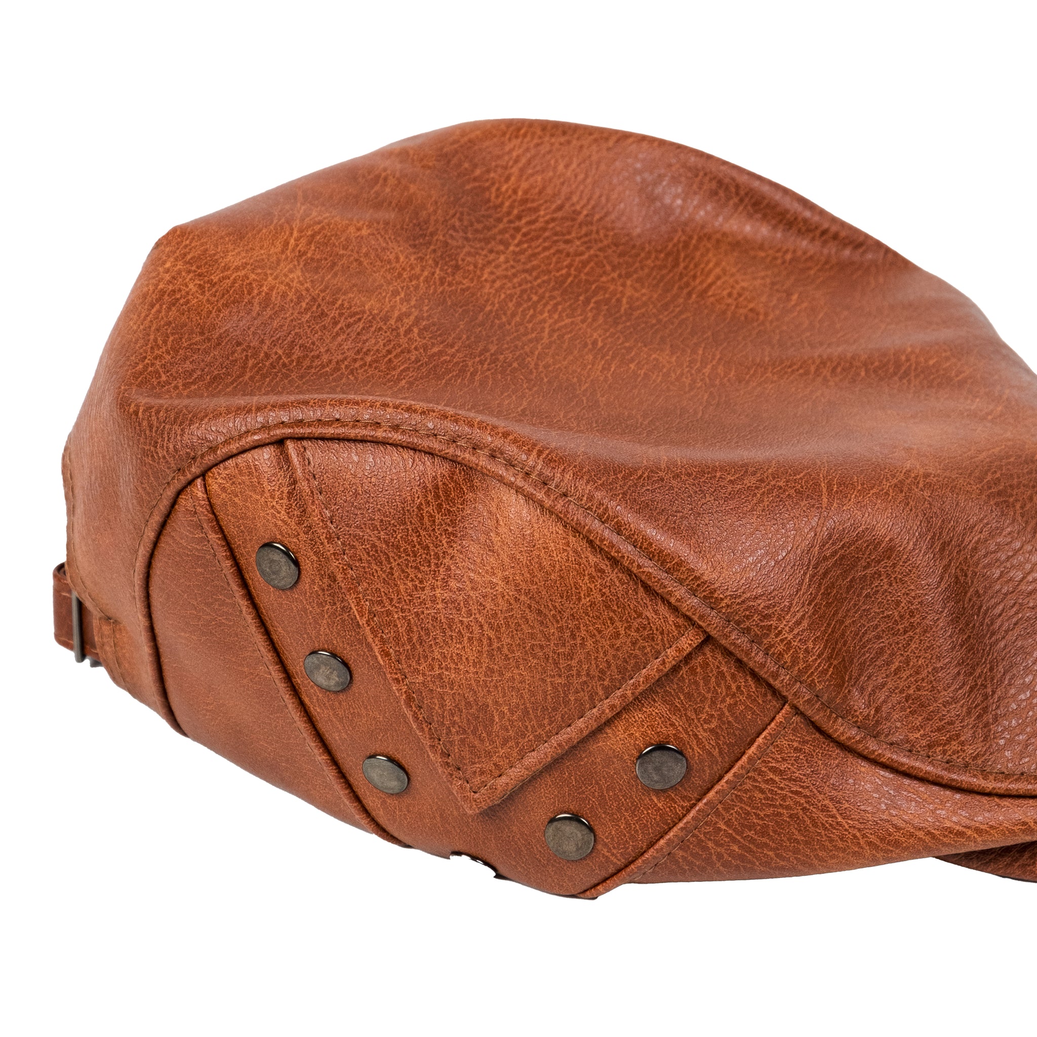 Chokore PU Leather Ivy Cap with Rivet Detailing (Khaki)