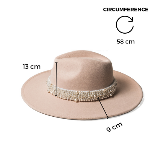 Chokore Pearl embellished Fedora Hat (Beige)