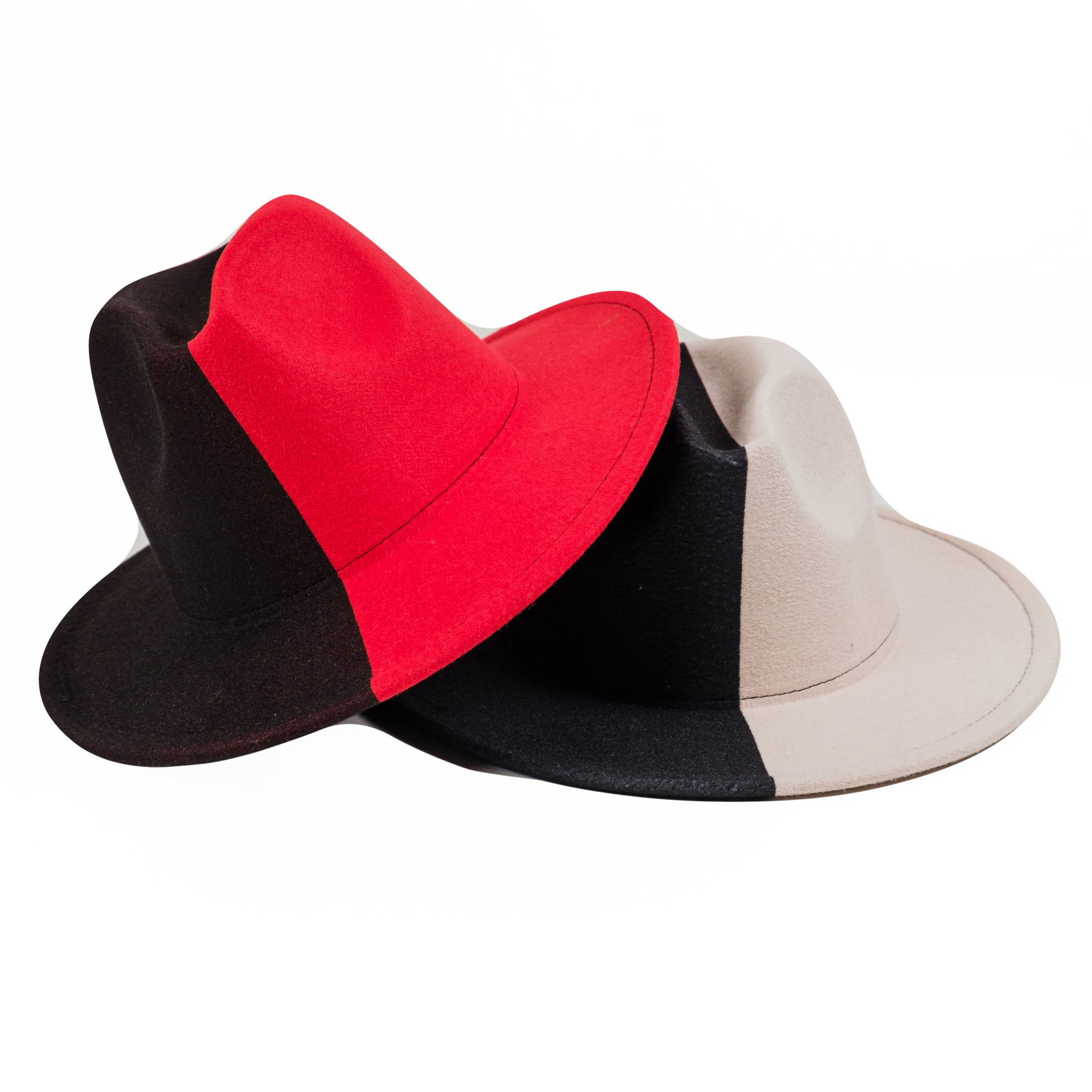 Chokore Half and Half Fedora Hat (Red & Black)