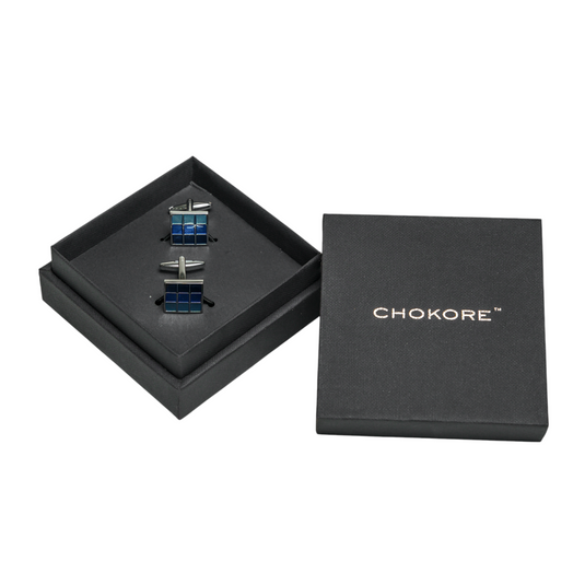 Gradient Blue Mosaic Brass Cufflinks – Contemporary Formal Wear