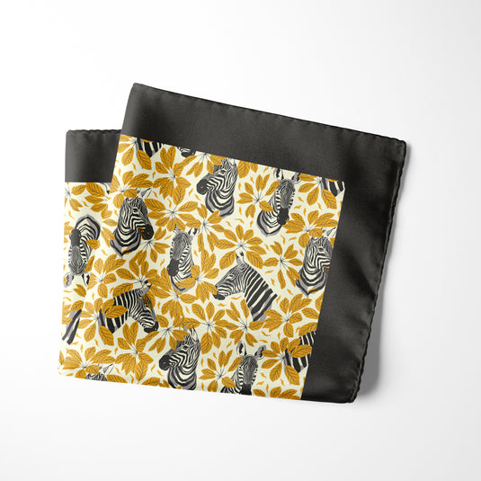 Chokore Black and Gold Zebra Print Pocket Square - Wildlife Range