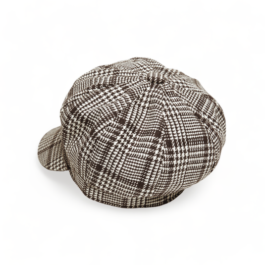 Chokore Vintage Houndstooth Newsboy Cap (Khaki)