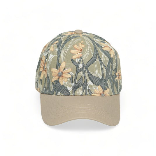 Chokore Tropical Style Leaf Print Baseball Cap (Olive Green)