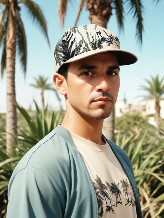 Chokore Tropical Style Leaf Print Baseball Cap (Beige)