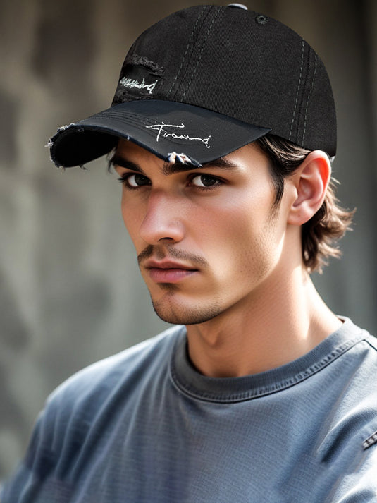 Chokore Ripped Denim Baseball Cap (Dark Gray)