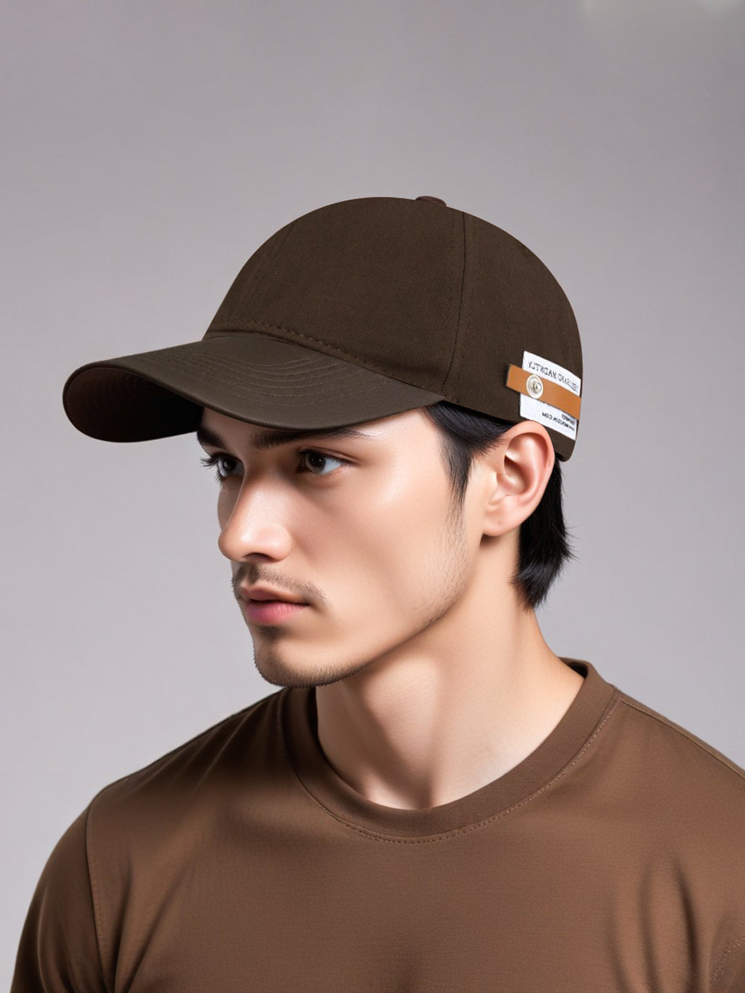 chokore Chokore Curved Brim Leather Label Baseball Cap (Brown)