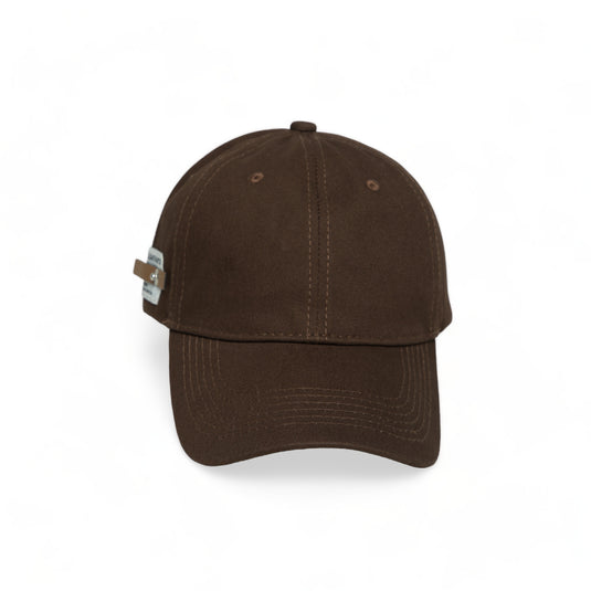 Chokore Chokore Curved Brim Leather Label Baseball Cap (Brown) 