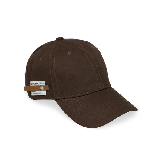 Chokore Chokore Curved Brim Leather Label Baseball Cap (Brown) 
