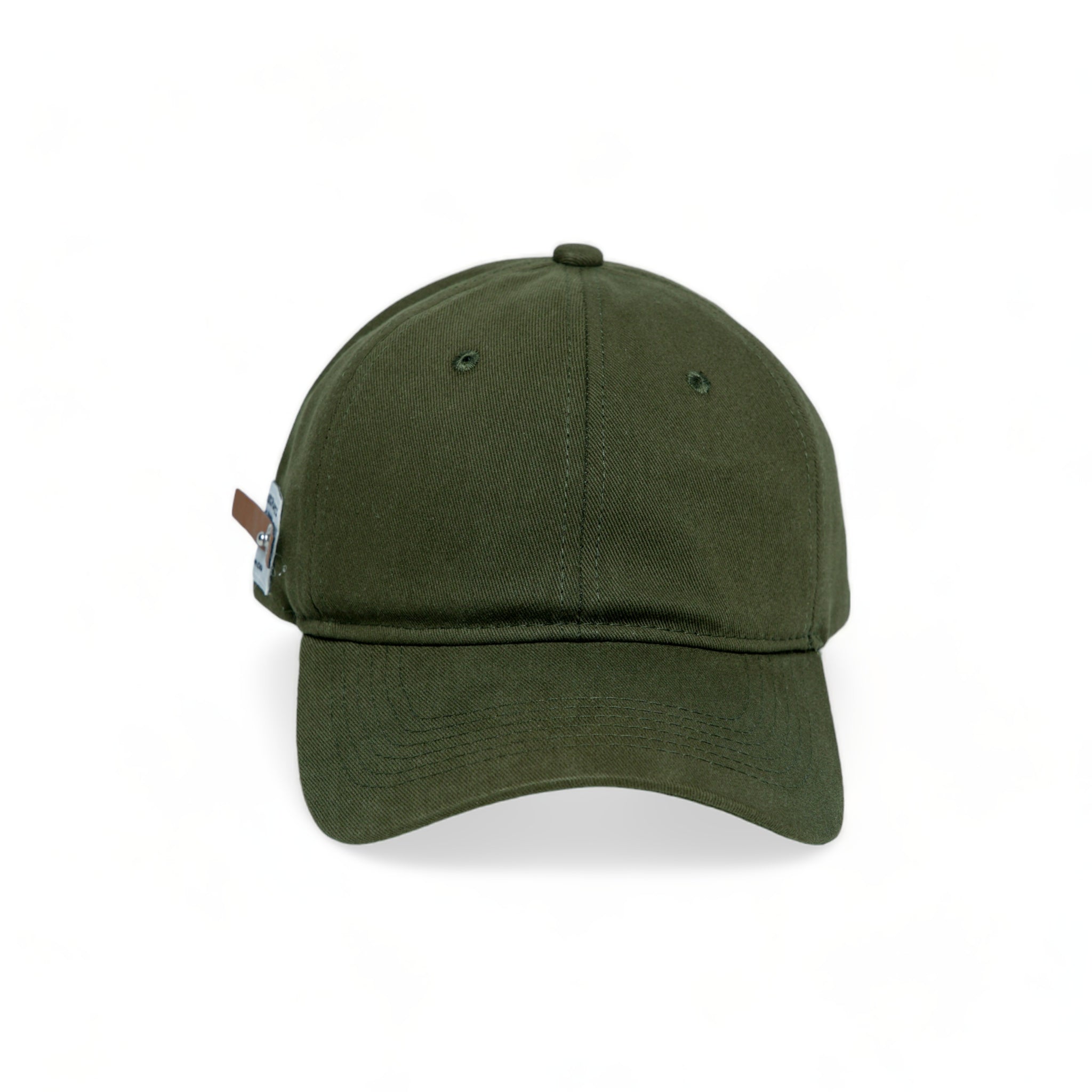 Chokore Curved Brim Leather Label Baseball Cap (Army Green)