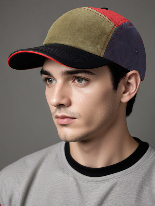 Chokore Colorblock Retro Sports Cap (Black & Red)