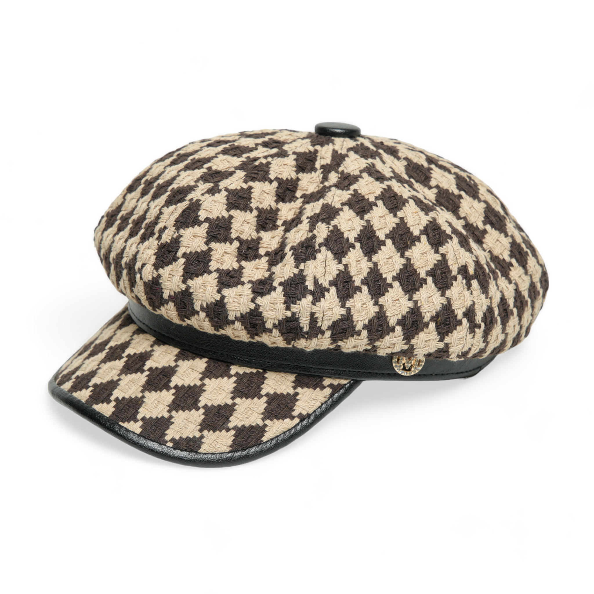 Chokore Vintage Checkerboard Beret Cap (Khaki & Brown)