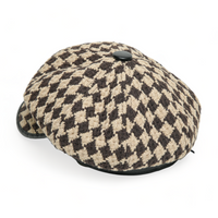 Chokore Chokore Vintage Checkerboard Beret Cap (Khaki & Brown)