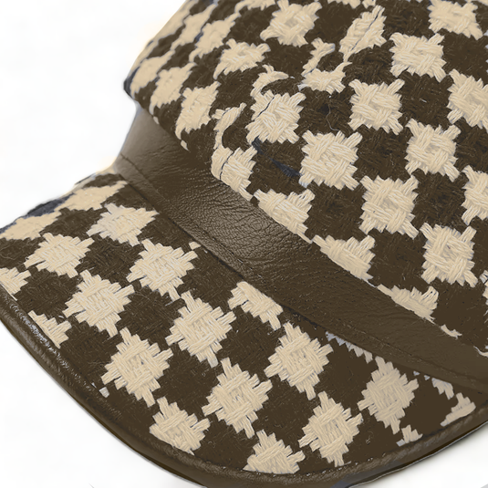 Chokore Vintage Checkerboard Beret Cap (Khaki & Brown)