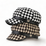 Chokore Chokore Vintage Checkerboard Beret Cap (Khaki & Brown) 