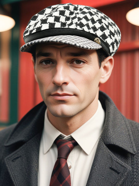 Chokore Vintage Checkerboard Beret Cap (Black & White)