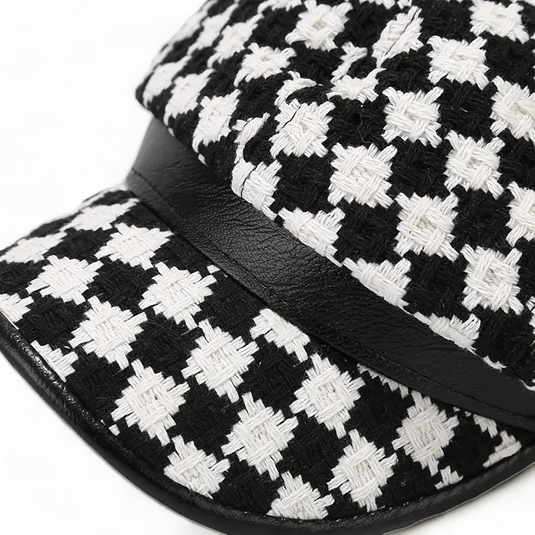 Chokore Vintage Checkerboard Beret Cap (Black & White)