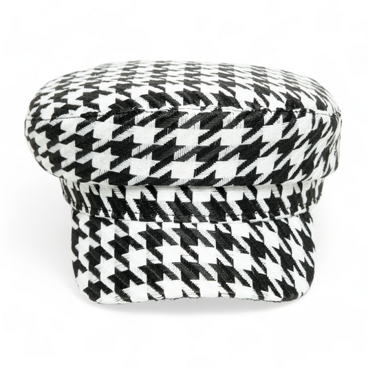 Chokore Retro Houndstooth Pattern Beret Cap (Black)