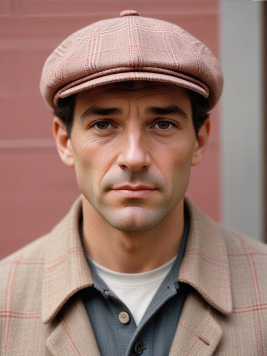 Chokore Retro Plaid Beret Cap (Brick Red)