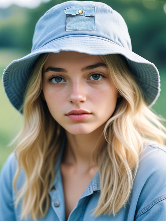 Chokore Denim Pocket-style Bucket Hat (Light Blue)