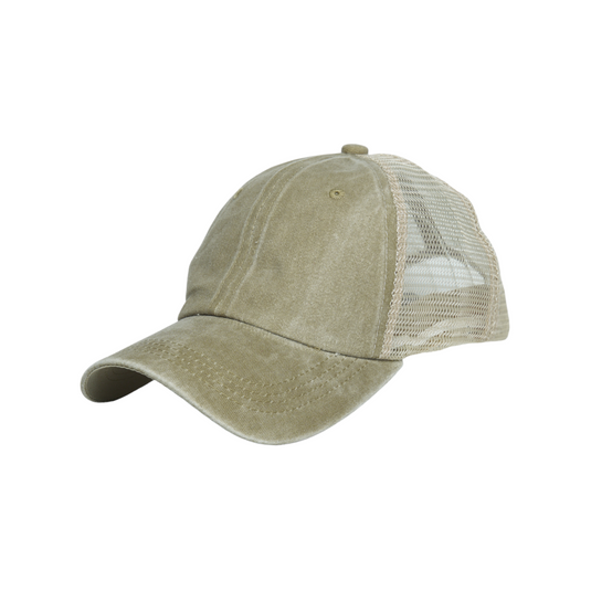 Chokore Denim Baseball Cap with Mesh Detailing (Khaki)