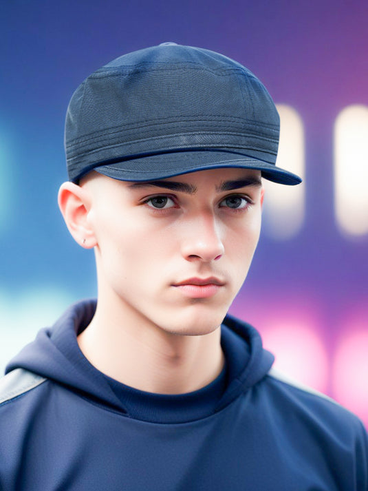 Chokore Classic Flat Top Cap with Curved Brim (Blue)