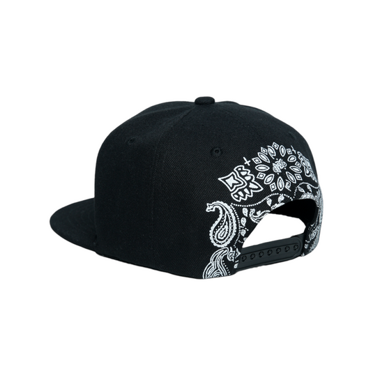 Chokore Chokore Korean Cross Embroidered Flat Brim Cap (Black) 