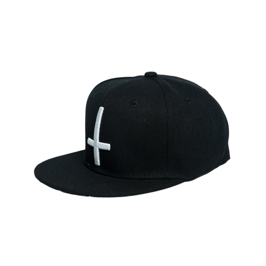 Chokore Chokore Korean Cross Embroidered Flat Brim Cap (Black) 