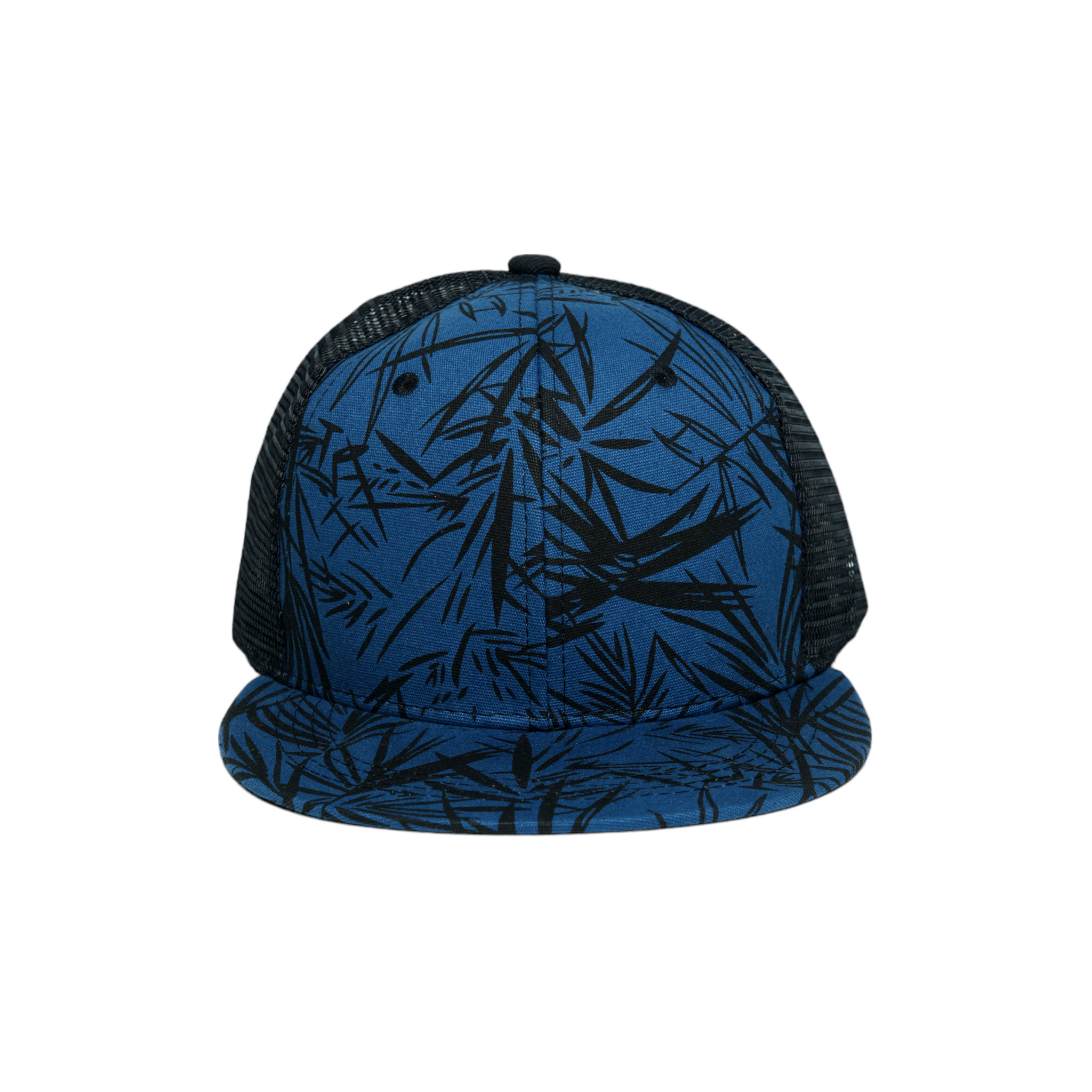 Chokore Printed Flat Brim Baseball Cap with Mesh Detailing (Blue)