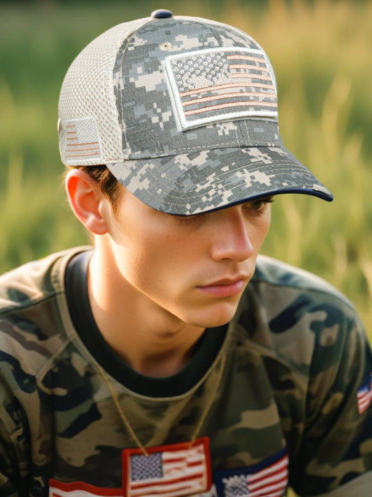 Chokore Camouflage Patch Baseball Cap with Mesh Detailing (Gray)