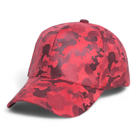 Chokore Chokore Suede Camouflage Curved Brim Baseball Cap (Red) 
