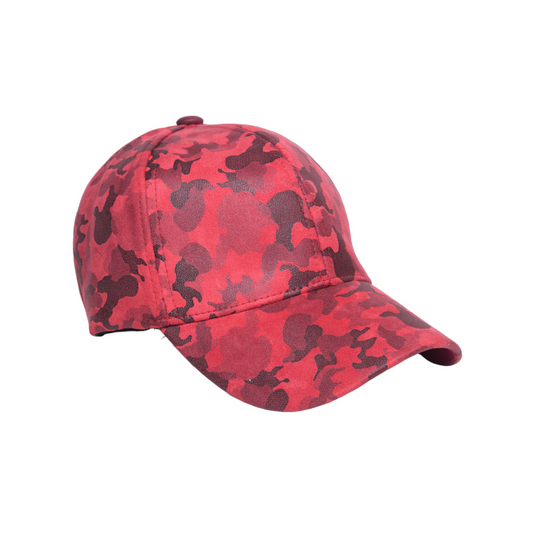 Chokore Chokore Suede Camouflage Curved Brim Baseball Cap (Red) 