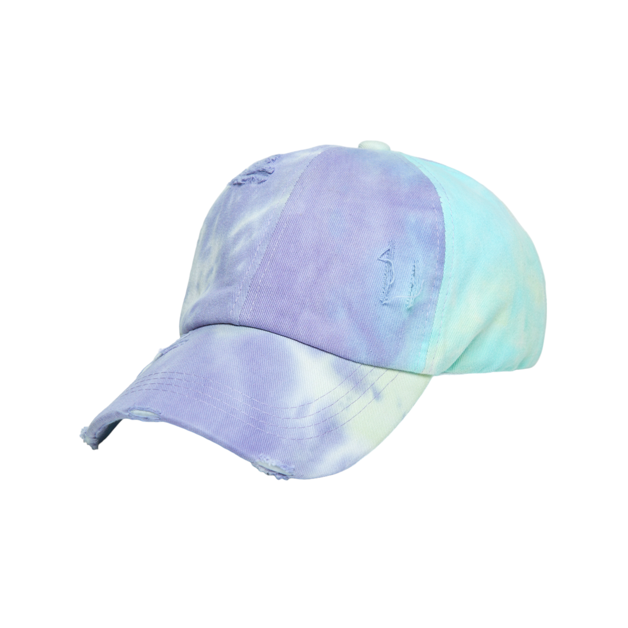 Chokore Distressed Tie-Dye Baseball Cap (White & Lavender)