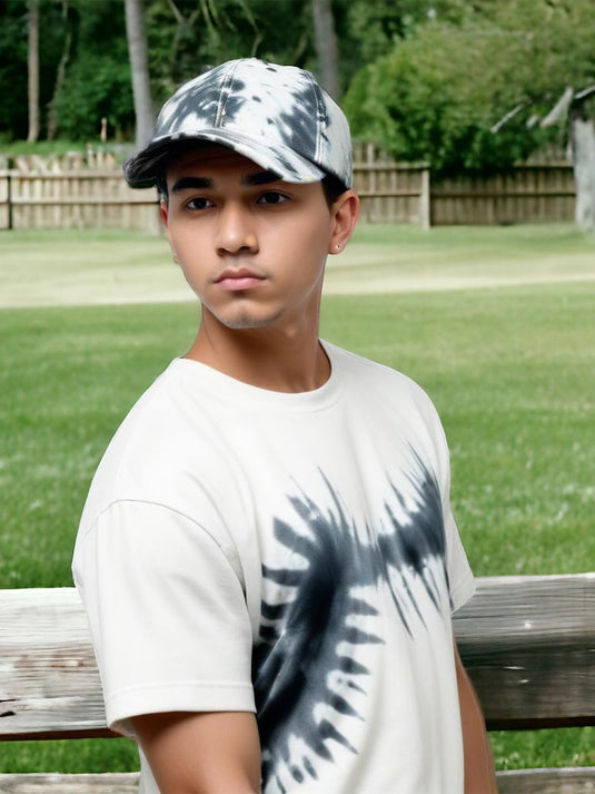 Chokore Distressed Tie-Dye Baseball Cap (Gray & White)