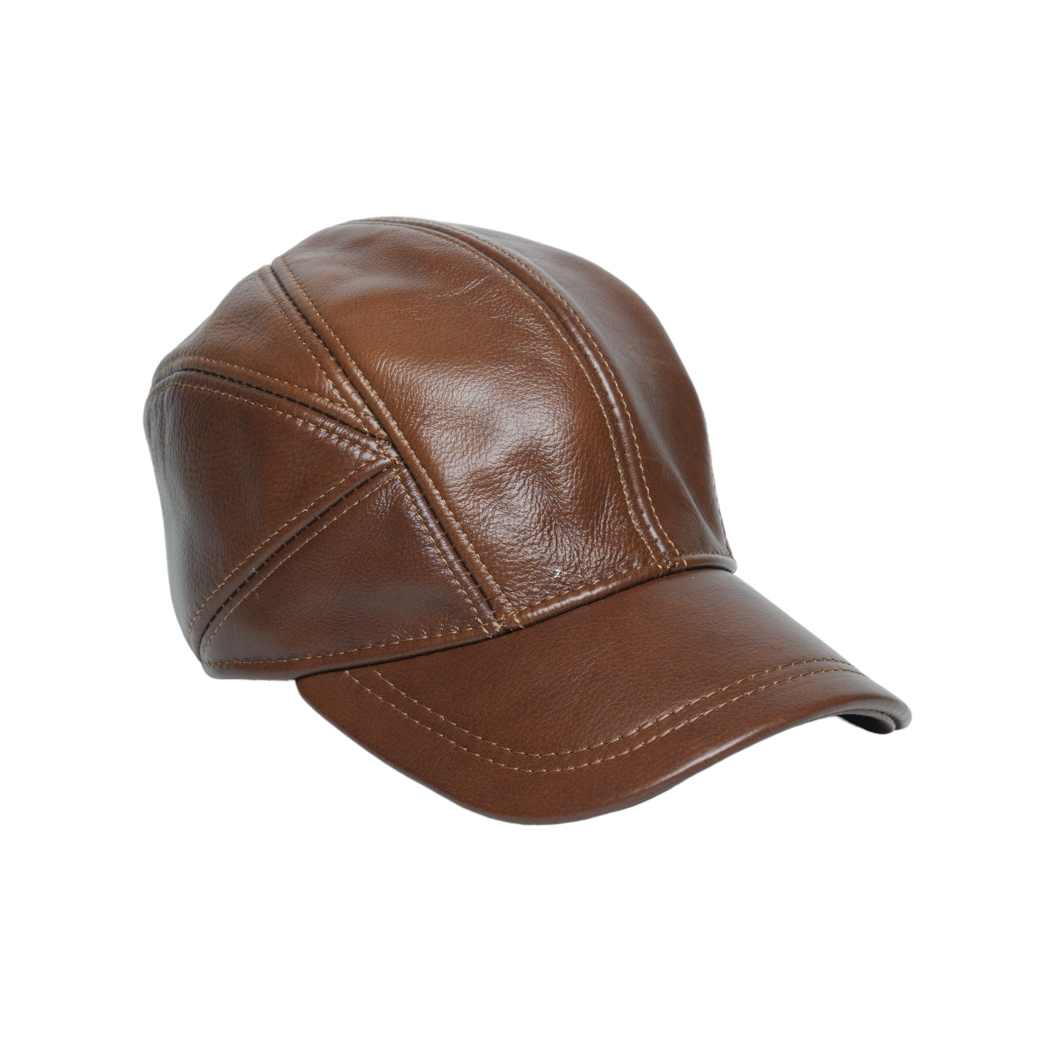 Chokore Vintage Leather Baseball Cap with Ear Protector (Light Brown)