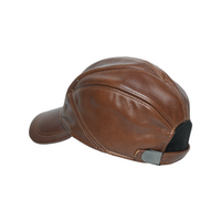 Chokore Chokore Vintage Leather Baseball Cap with Ear Protector (Light Brown)