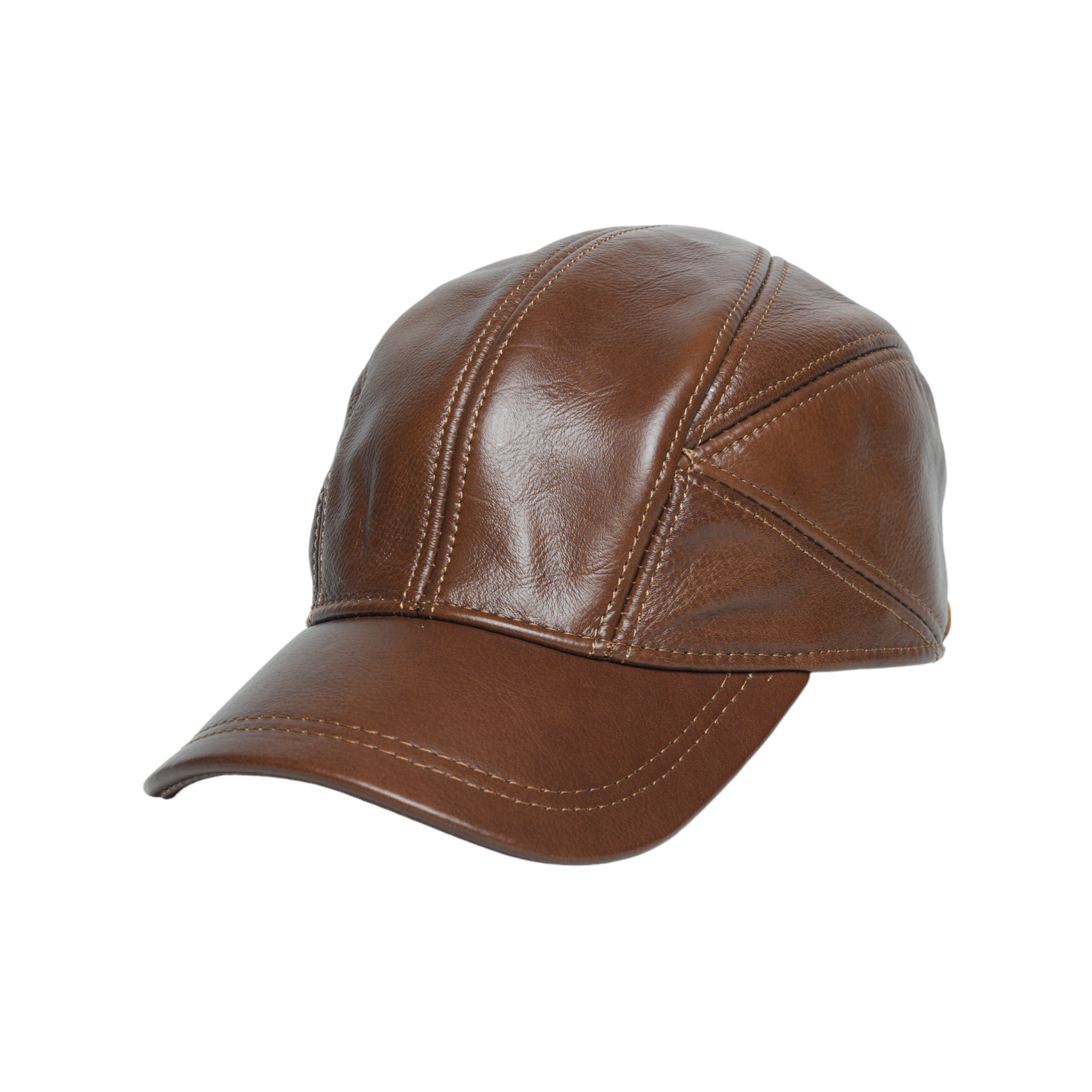 Chokore Vintage Leather Baseball Cap with Ear Protector (Light Brown)