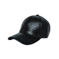 Chokore Chokore Crocodile Skin Print Leather Baseball Cap (Black)
